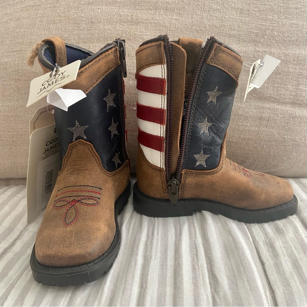 Cody James toddler USA Flag western boots, wide square toe